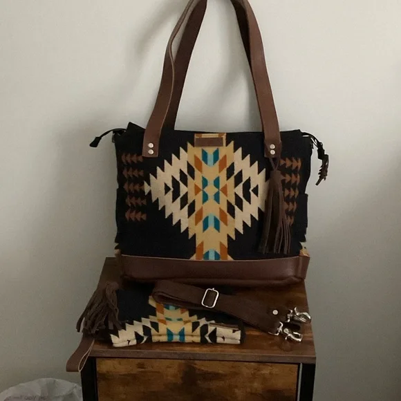 Brown and Black Patterned Tote Bag, Mercy Grey Designs - Picture 1 of 8